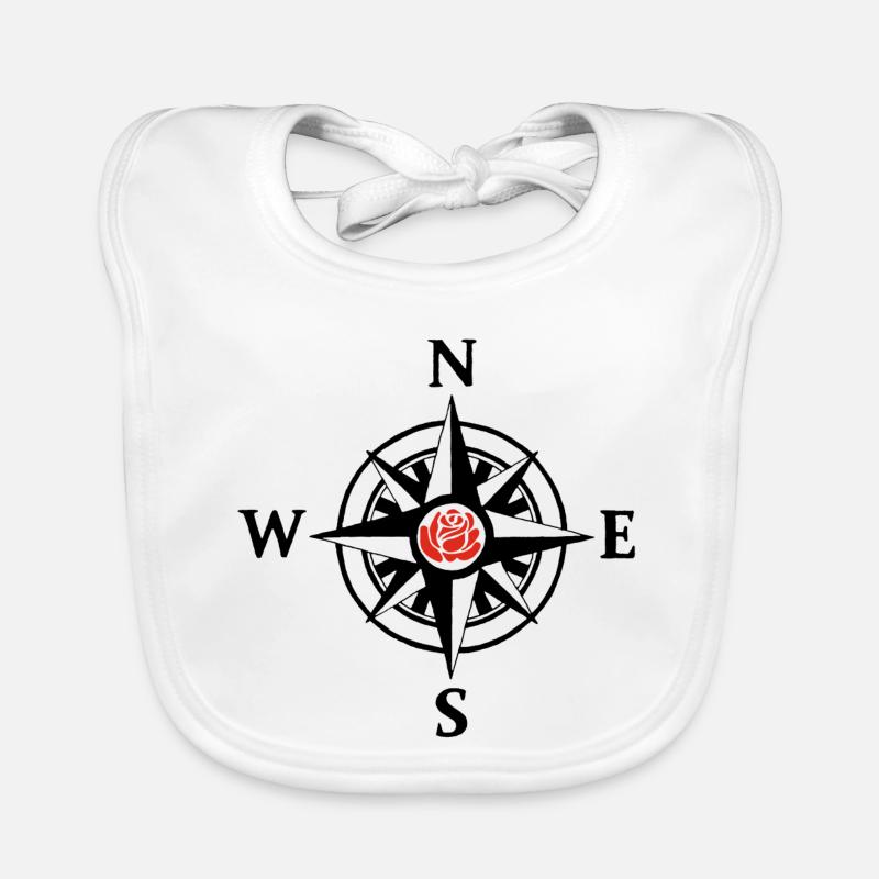Nature and compass rose (black) Organic Baby Bibs