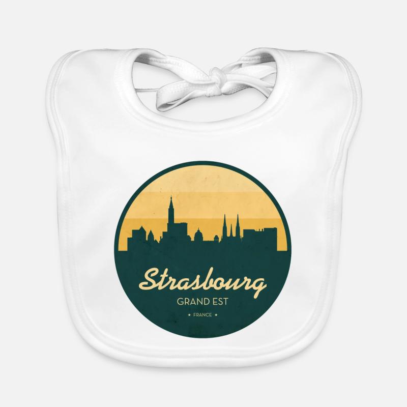 Strasbourg Skyline – Sunset Design - Bavoir bio Bébé - blanc