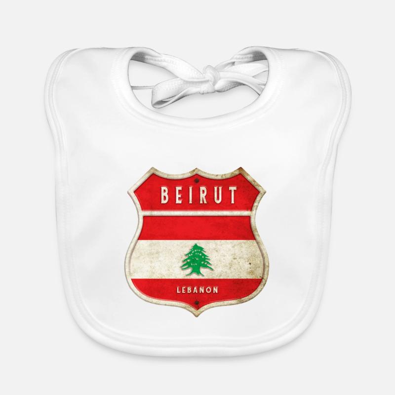 Beyrouth Liban Armoiries Drapeaux Design Bavoir bio Bébé