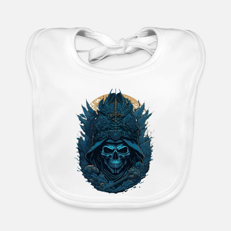 Blauer Samurai Skelett Schädel - Blauer Samurai Schädel Baby Bio-Lätzchen