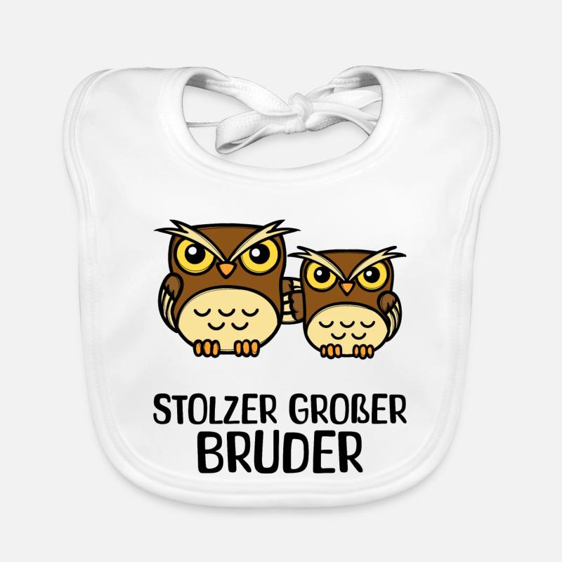 Großer Bruder Statement Eule Geschwisterliebe Baby Bio-Lätzchen