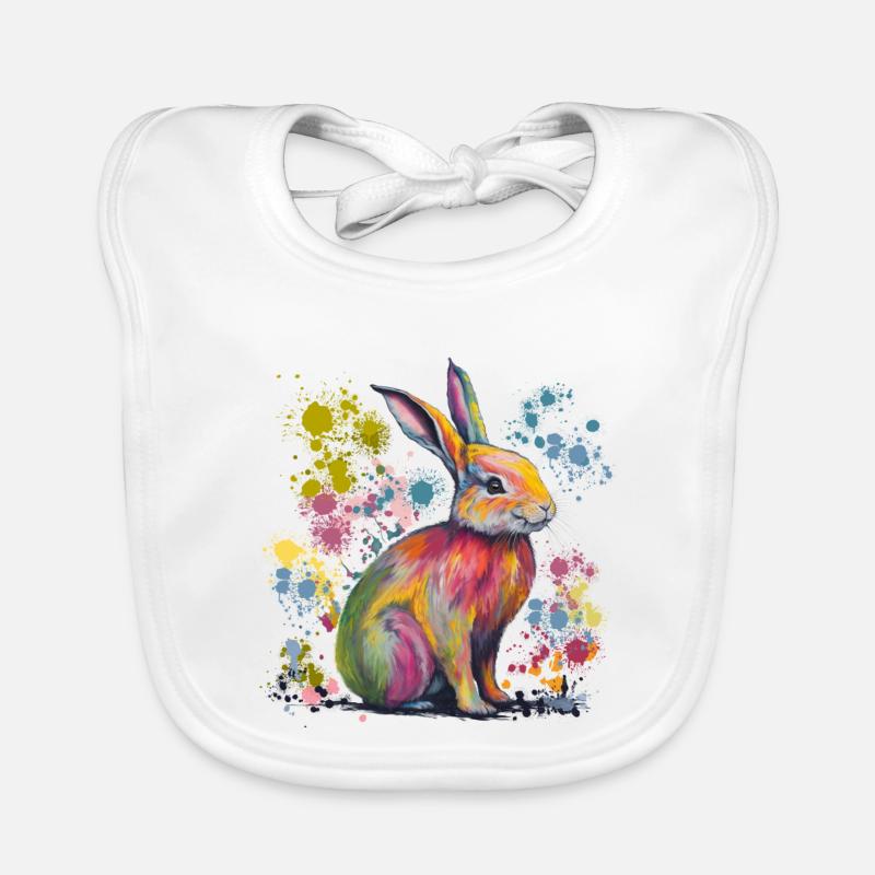 lapin mignon dans des couleurs vives et gaies - Bavoir bio Bébé - blanc