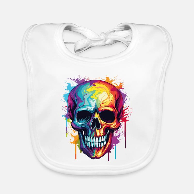 Crâne psychédélique en couleurs arc-en-ciel Bavoir bio Bébé
