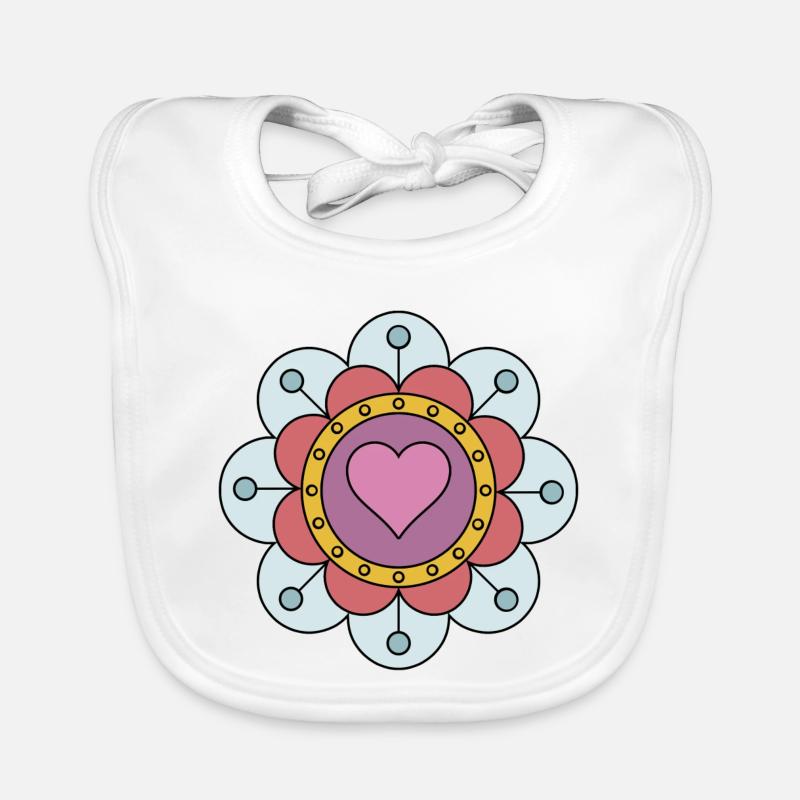 Cute Funky Hippie Boho Flower Organic Baby Bibs
