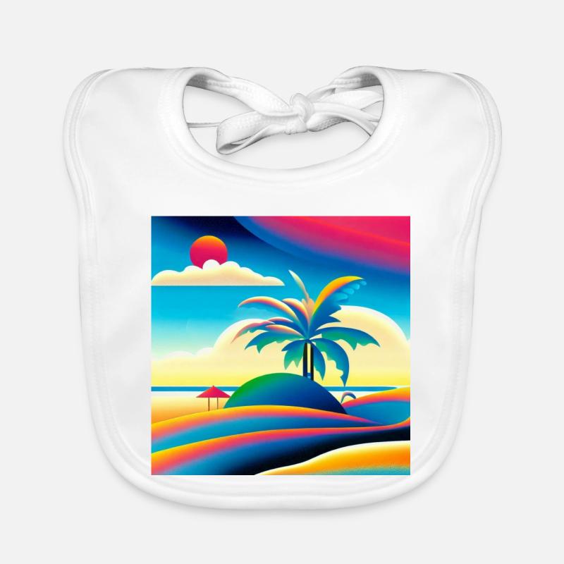 Beach sunset in 80s style Organic Baby Bibs