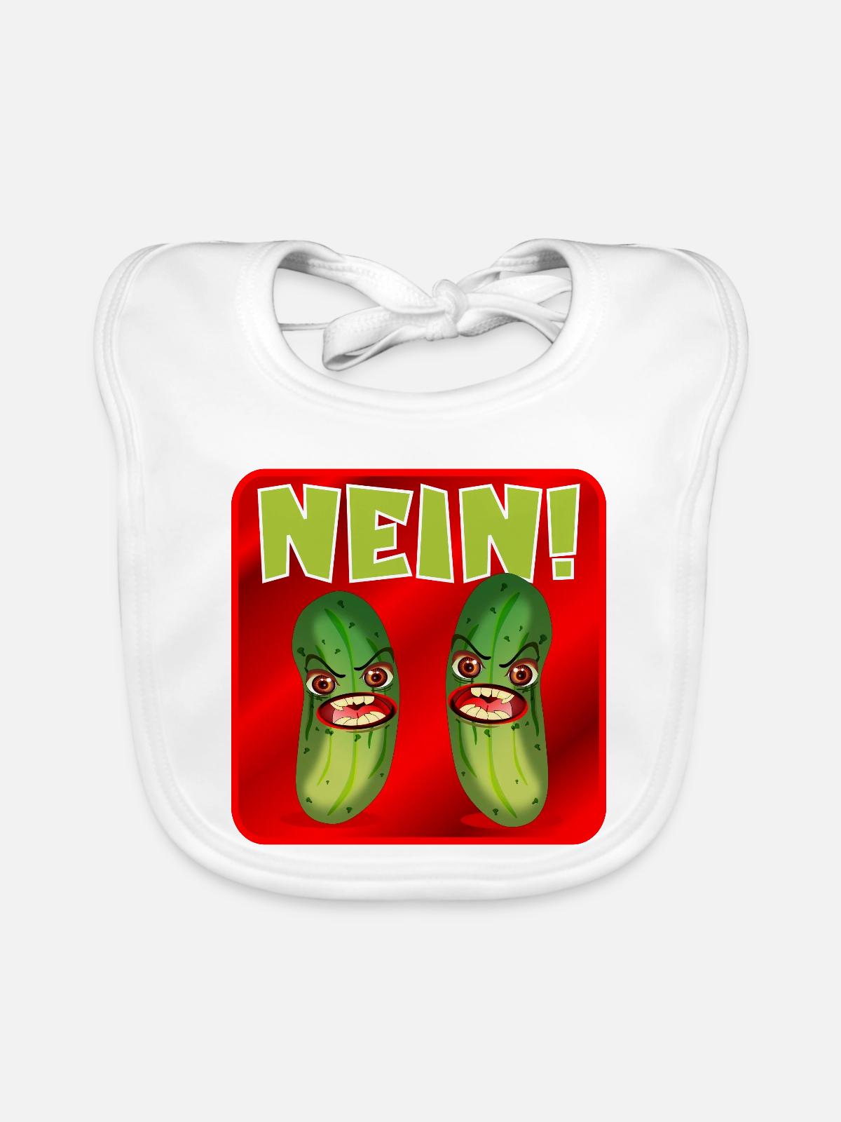 SALZGURKEN ESSIGGURKEN - NEIN - Baby Bio-Lätzchen - Weiß - Vorne