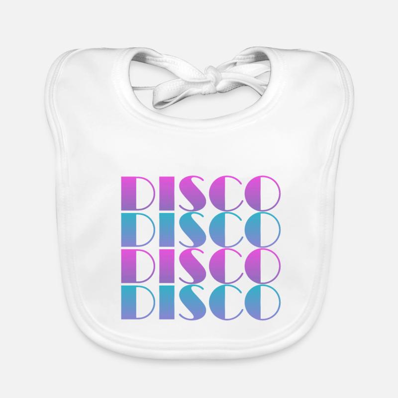Vibrant Disco Text Pattern Design Organic Baby Bibs
