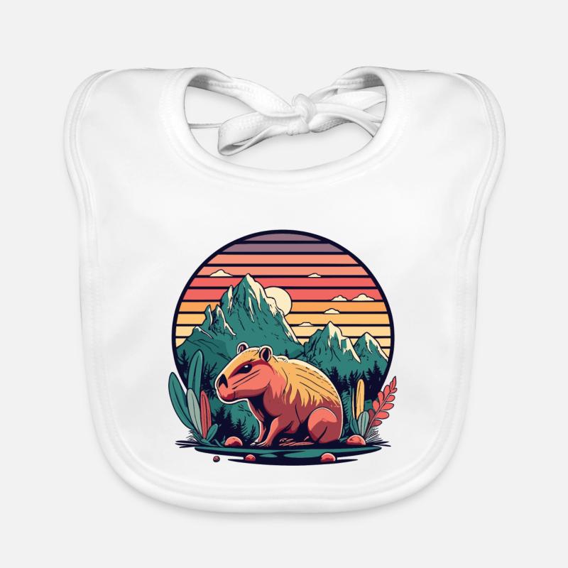 Capybara avec Retro Sunset Bavoir bio Bébé
