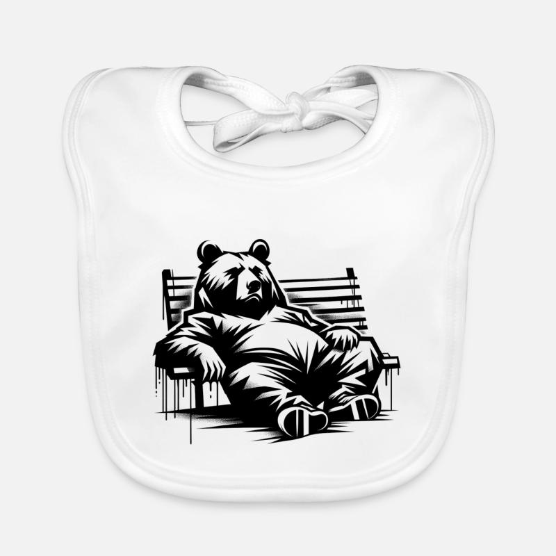 Lazy Bear on Park Bench | Berlin Bear Organic Baby Bibs