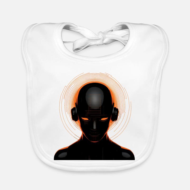 Futuristic Techno Cyborg - Retro orange Organic Baby Bibs