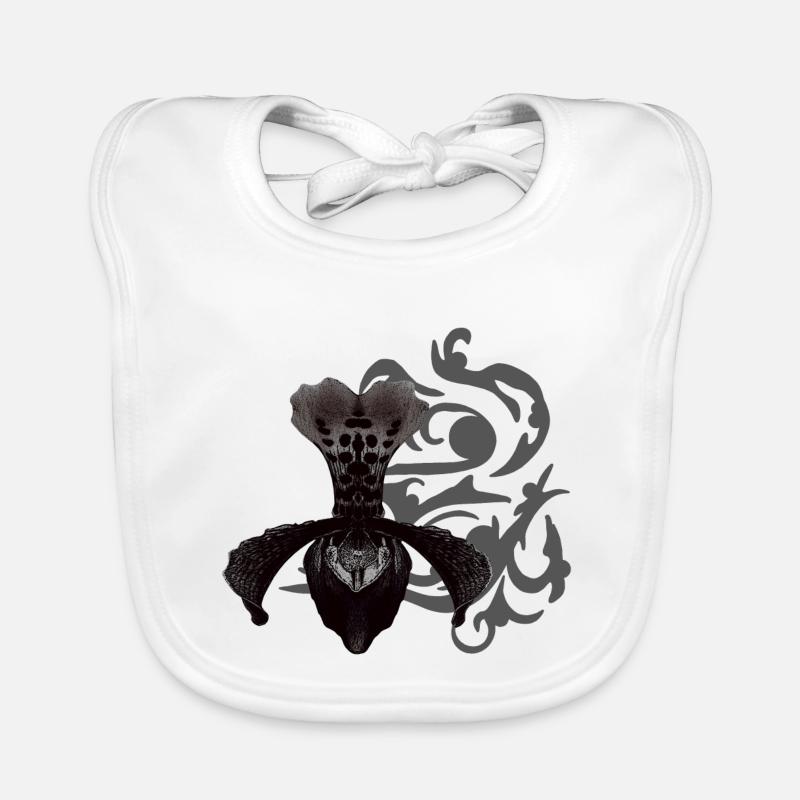 orchideen, tribals, gothic designs - Baby Bio-Lätzchen - Weiß