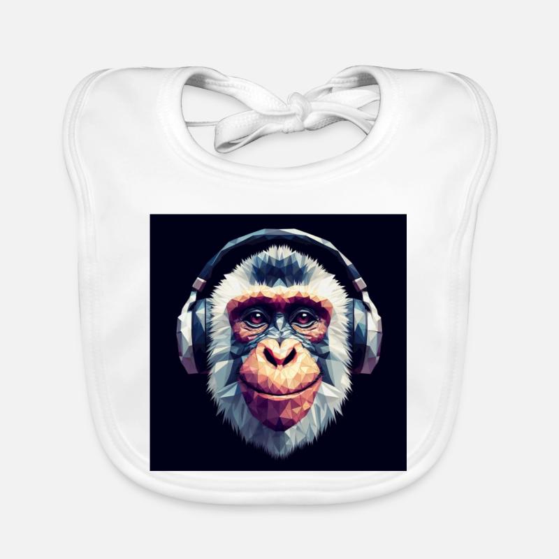 Affe mit Kopfhörer Baby Bio-Lätzchen