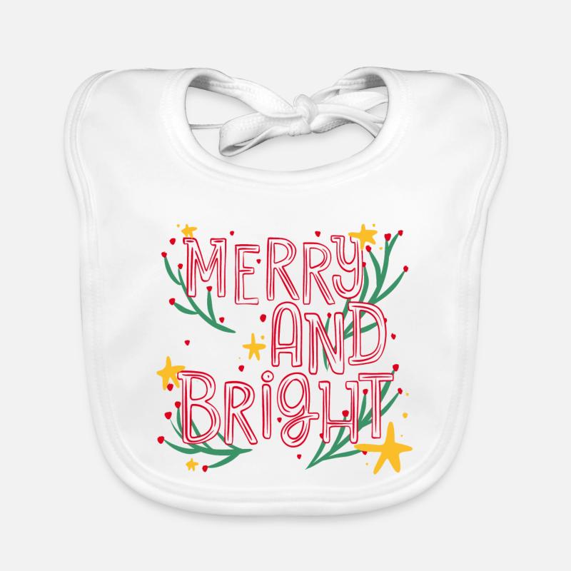 Merry and Bright Festive Script Bavoir bio Bébé