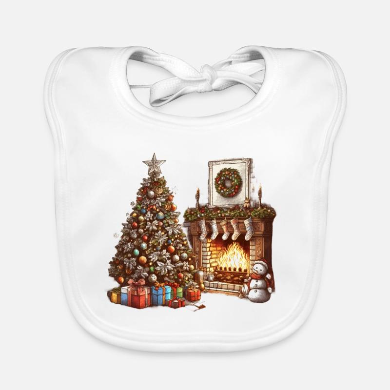 Festive Christmas decoration with Christmas tree Organic Baby Bibs