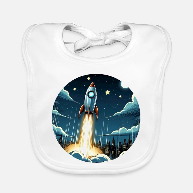 Une fusée de dessin animé est lancée dans l’espace Bavoir bio Bébé