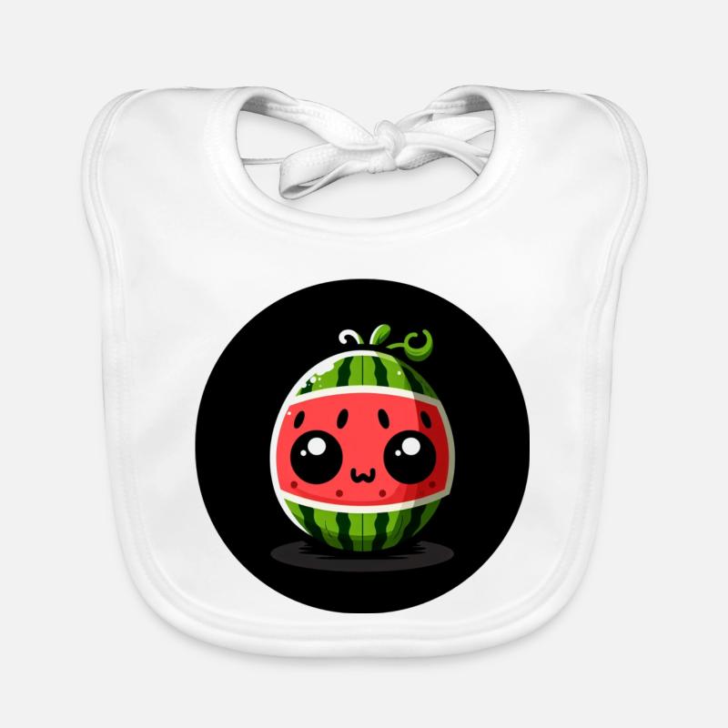 Watermelon with big eyes in comic style Organic Baby Bibs
