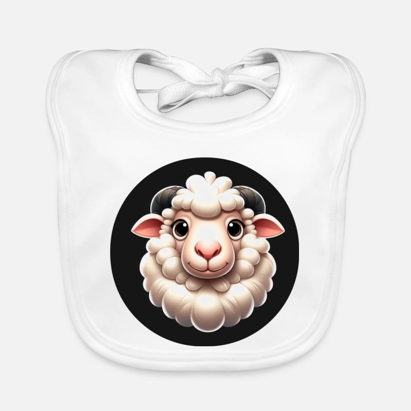 3D Graphic Sheep White Organic Baby Bibs