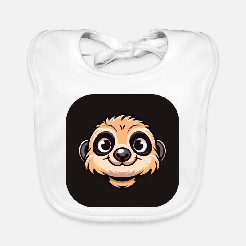 Comic Meerkat Head Organic Baby Bibs
