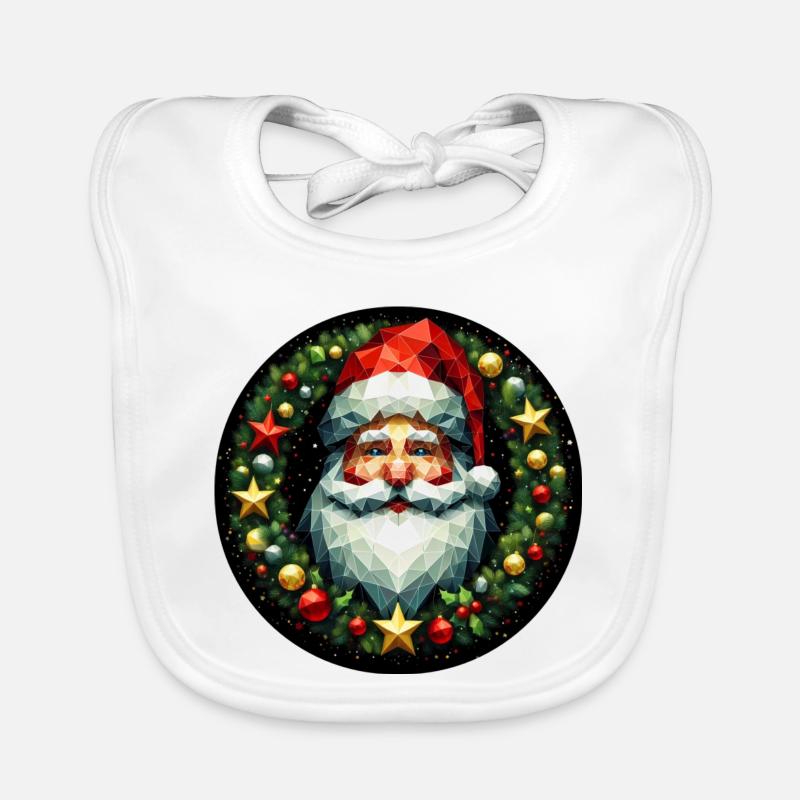 Weihnachtsmann Kopf Kranz bunt rot gold Baby Bio-Lätzchen