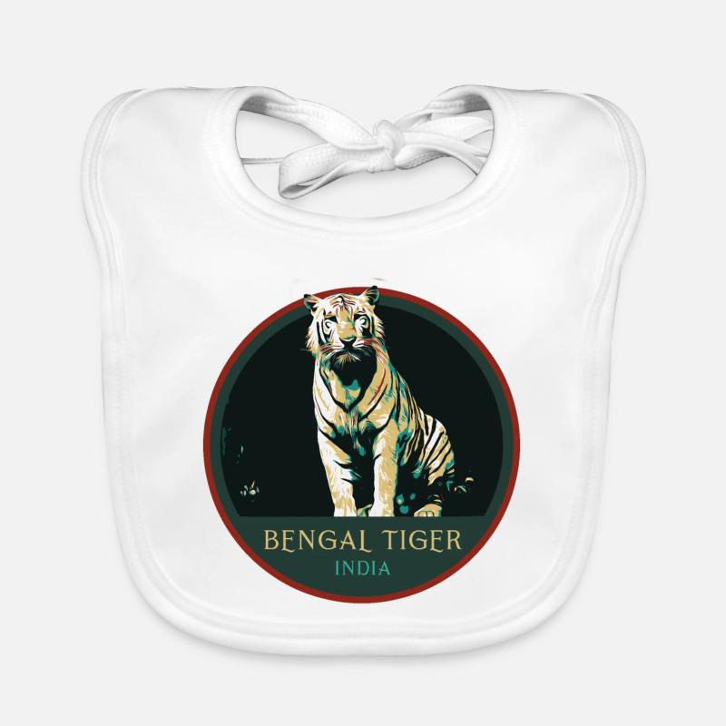 Bengal Tiger Portrait Patch: Indian Fauna Organic Baby Bibs