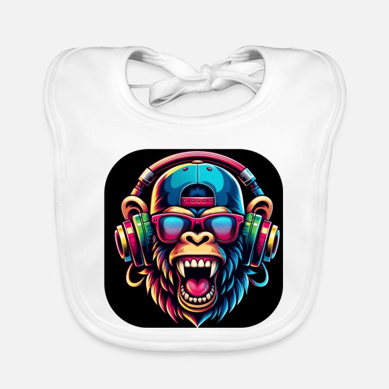 Monkey Colorful Teeth Roar Cap Organic Baby Bibs