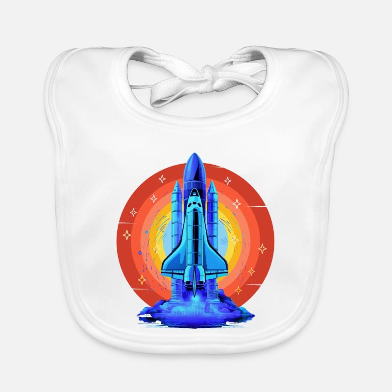 BLAUES SPACE SHUTTLE RETRO VINTAGE Baby Bio-Lätzchen