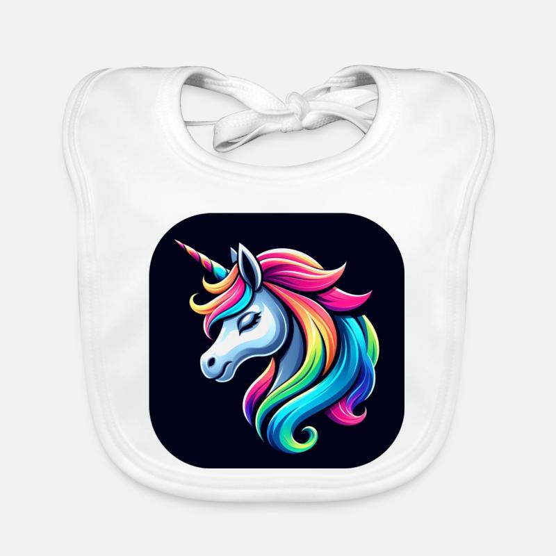 Corne de crinière multicolore Licorne Bavoir bio Bébé