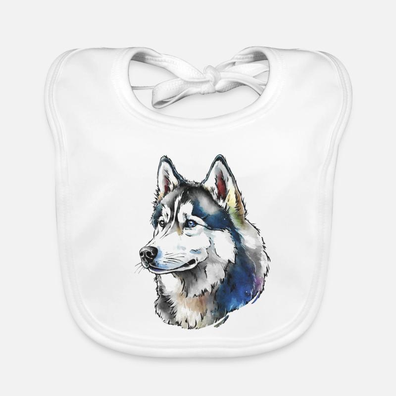 Sibirischer Husky Portrait Baby Bio-Lätzchen