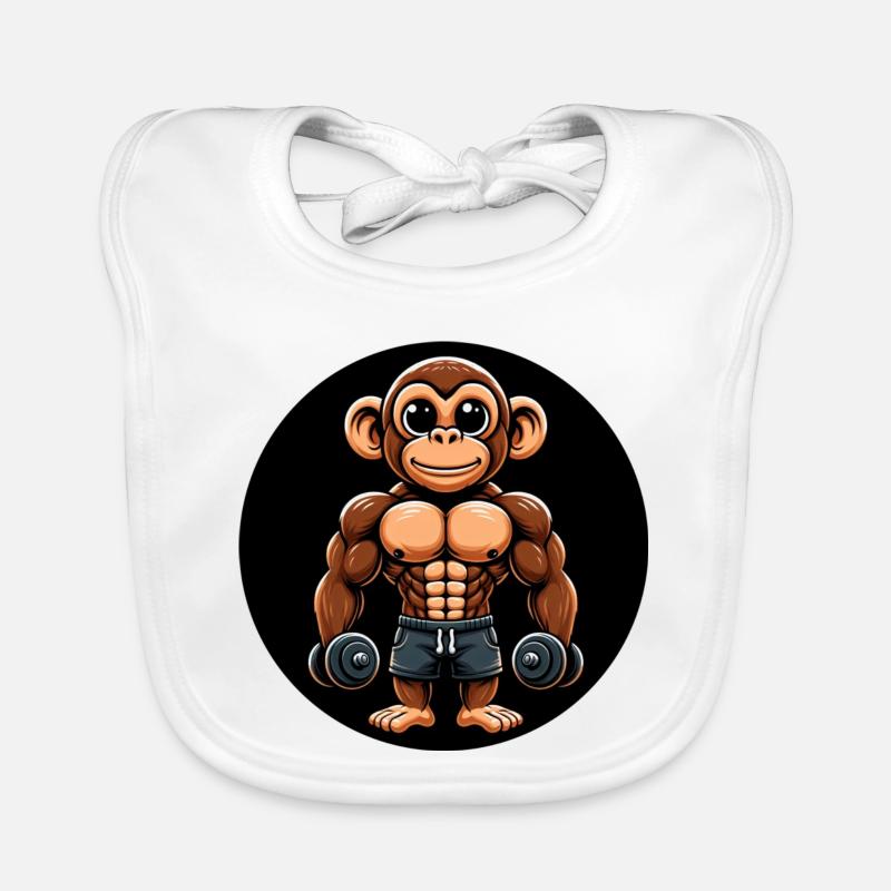 Affe Chimpanse Bodybuilder Training Baby Bio-Lätzchen