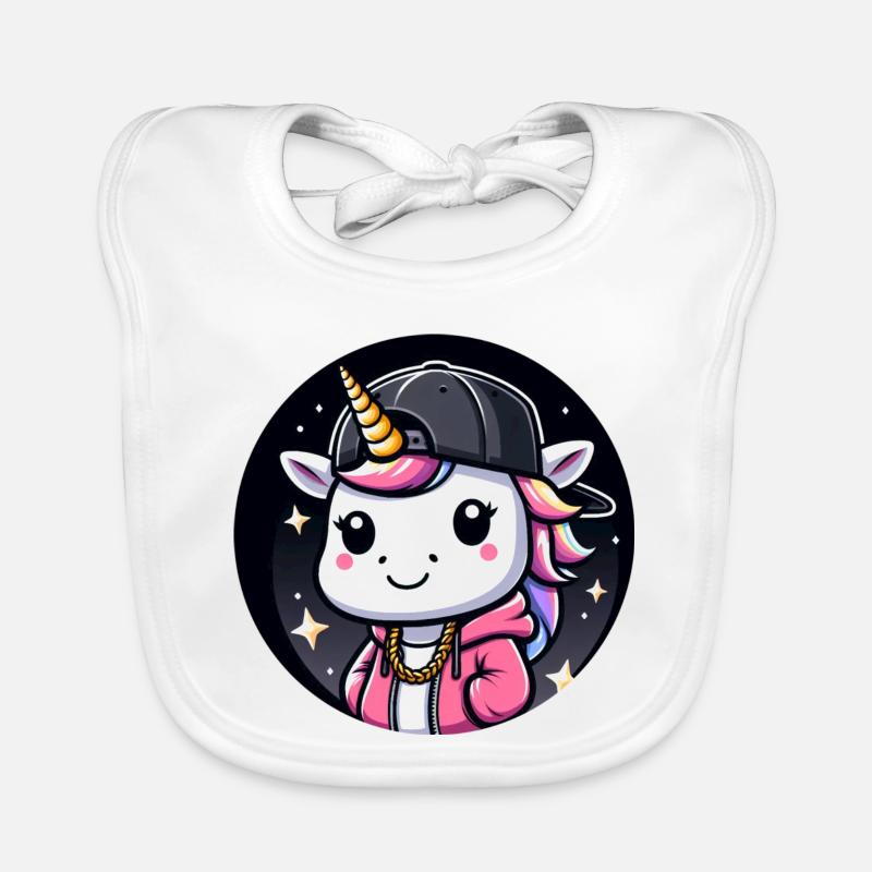 Einhorn Tier Rapper Mädchen Comic Cartoon Baby Bio-Lätzchen