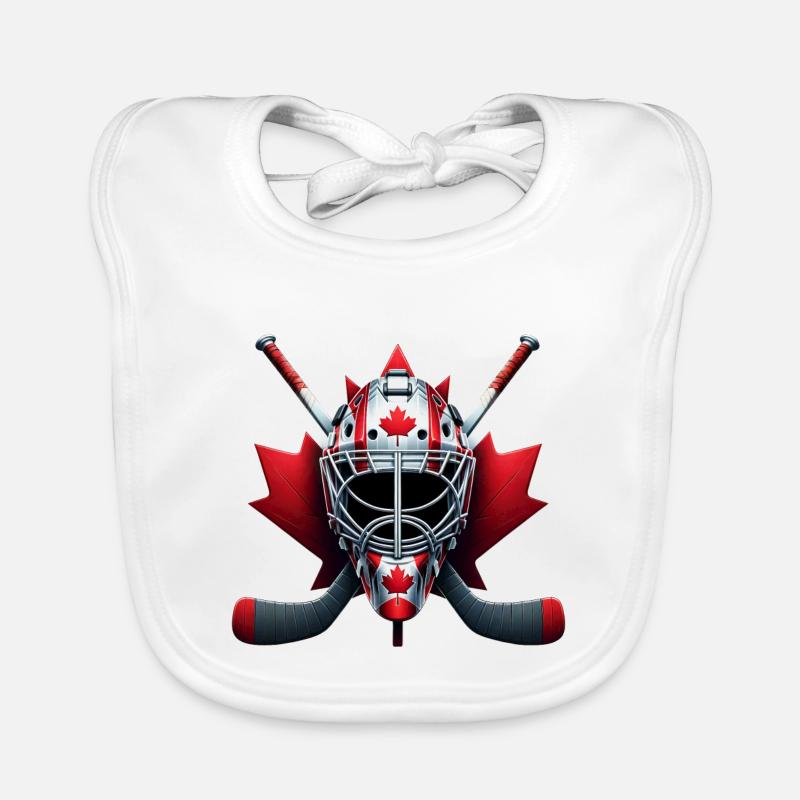 Dessin de hockey sur glace du Canada avec drapeau Bavoir bio Bébé