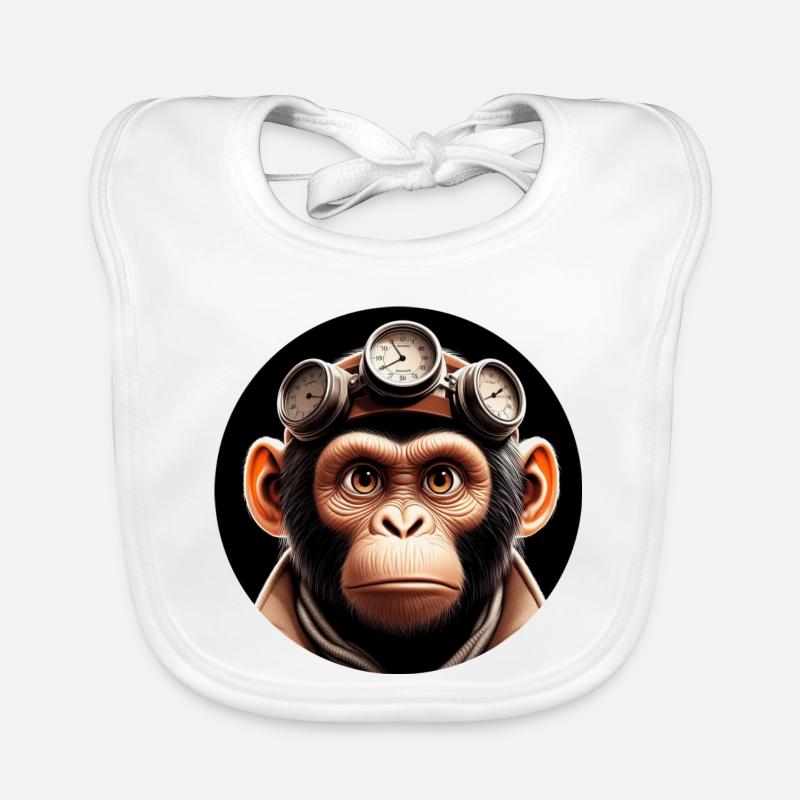 Monkey Time Traveler Time Travel Organic Baby Bibs