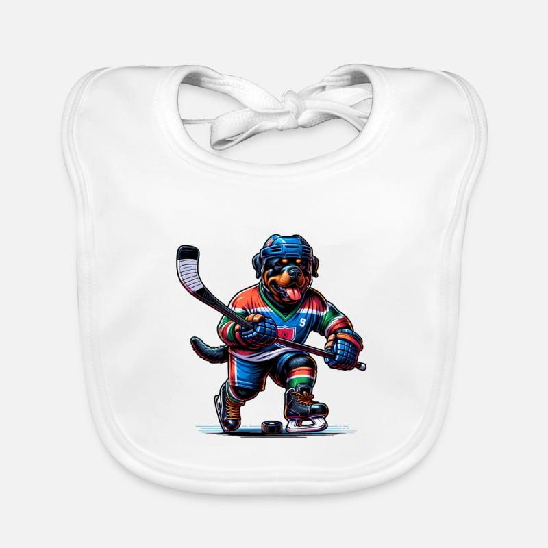 Rottweiler Eishockey Hund Baby Bio-Lätzchen