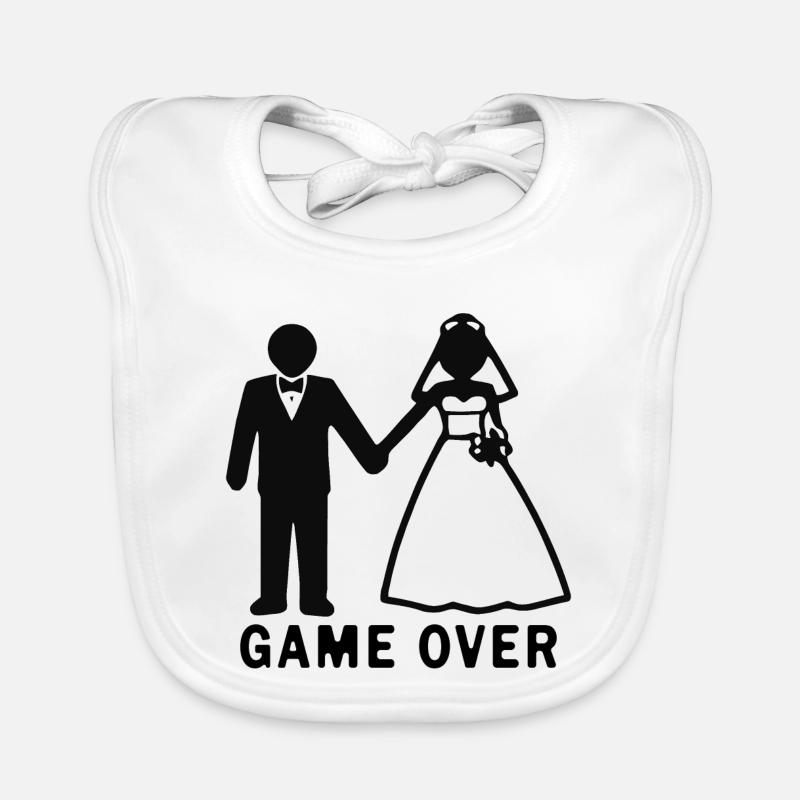 Bride and groom game over Organic Baby Bibs