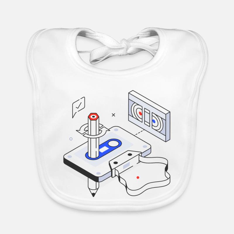 Retro, Vintage, Audio Cassette Organic Baby Bibs