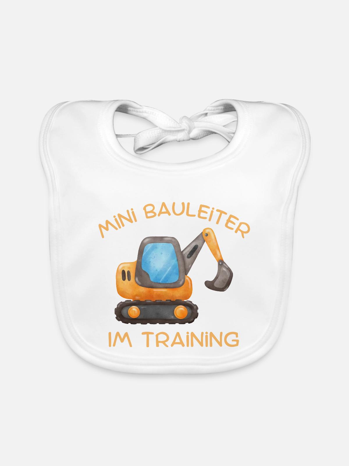 Bauleiter im Training - Baby Bio-Lätzchen - Weiß - Vorne