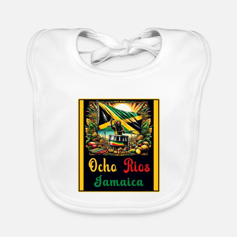 Design reggae jamaïcain Ocho Rios - Bavoir bio Bébé - blanc