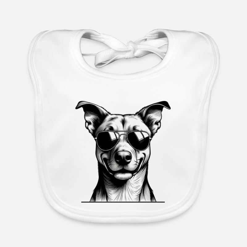 Hund mit Sonnenbrille Linienkunst Baby Bio-Lätzchen