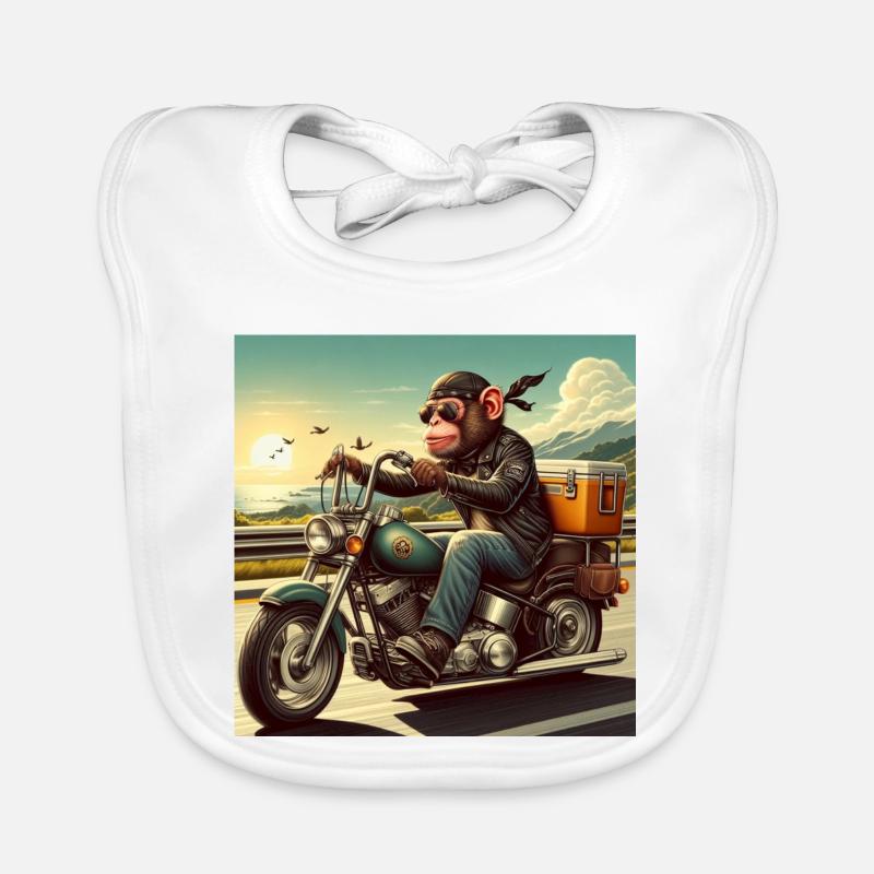 Affe auf Motorrad Baby Bio-Lätzchen
