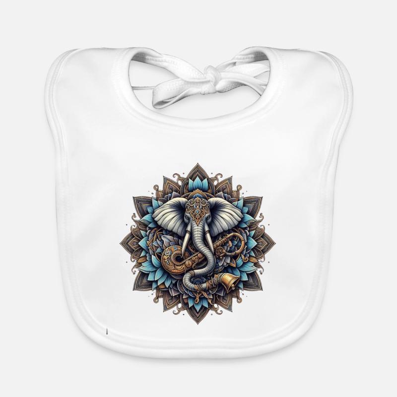 Mandala d’éléphants dans le style steampunk Bavoir bio Bébé