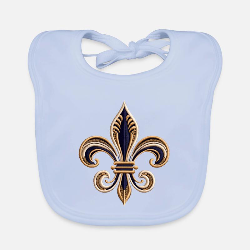Elegant Fleur-de-Lis Embroidery Tee Organic Baby Bibs