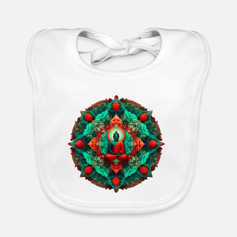 Mandala-Buddha-Türkis Baby Bio-Lätzchen