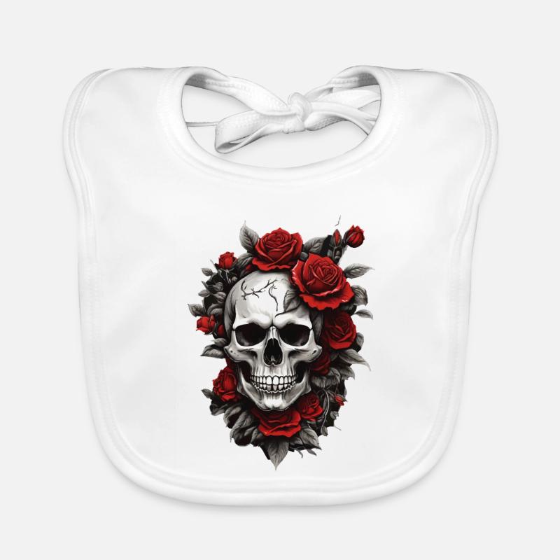 Crâne avec des roses rouges Bavoir bio Bébé