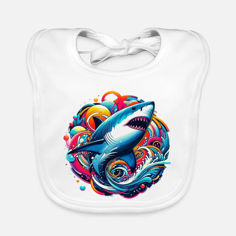 Requin - Bavoir bio Bébé - blanc