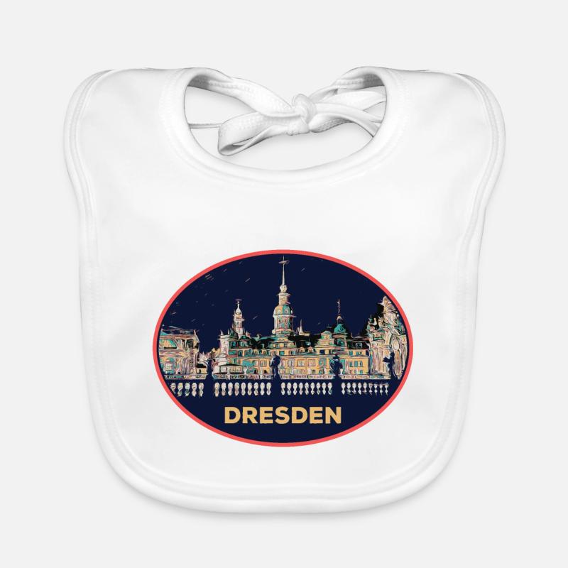 Dresden at Night: Mesmerizing Illustration Organic Baby Bibs