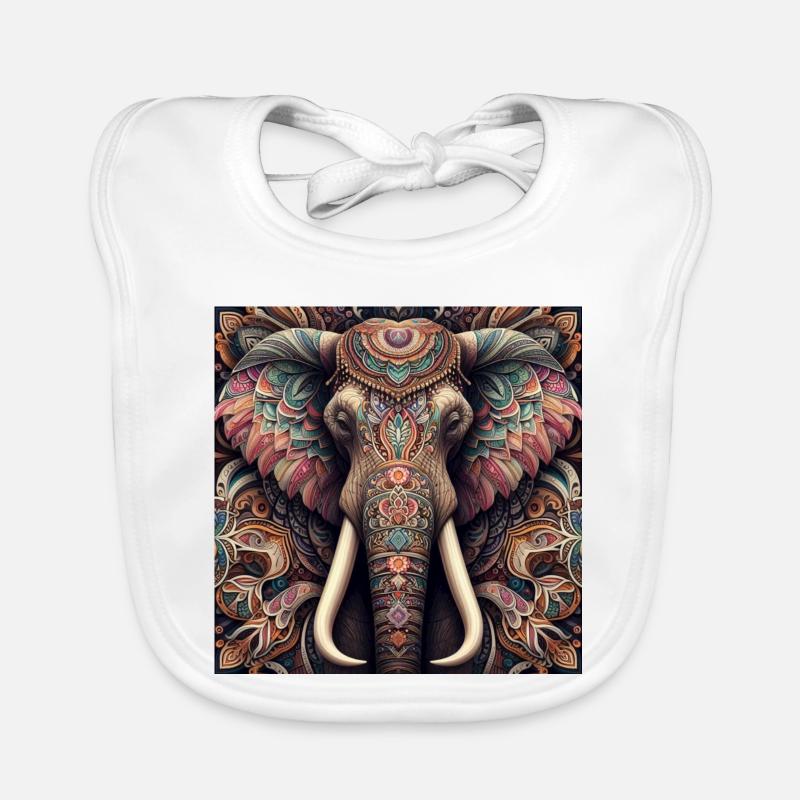 Éléphant décoré Bavoir bio Bébé