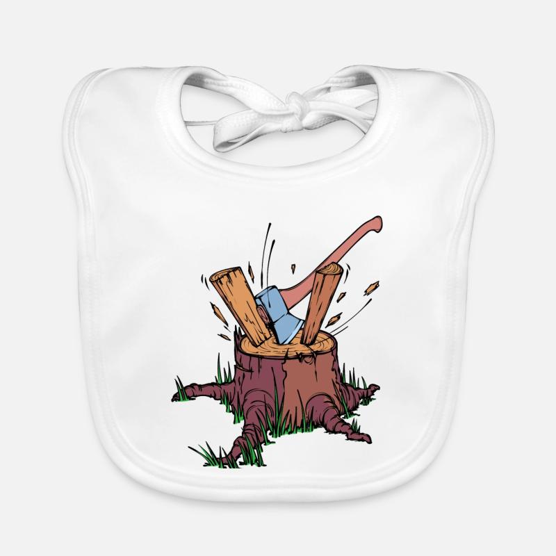 Tree Cutter Axe Wood Lumberjack Forestry Work Organic Baby Bibs