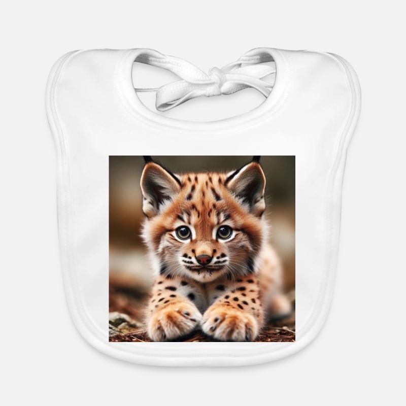 Lionceau de lynx ibérique - Bavoir bio Bébé - blanc