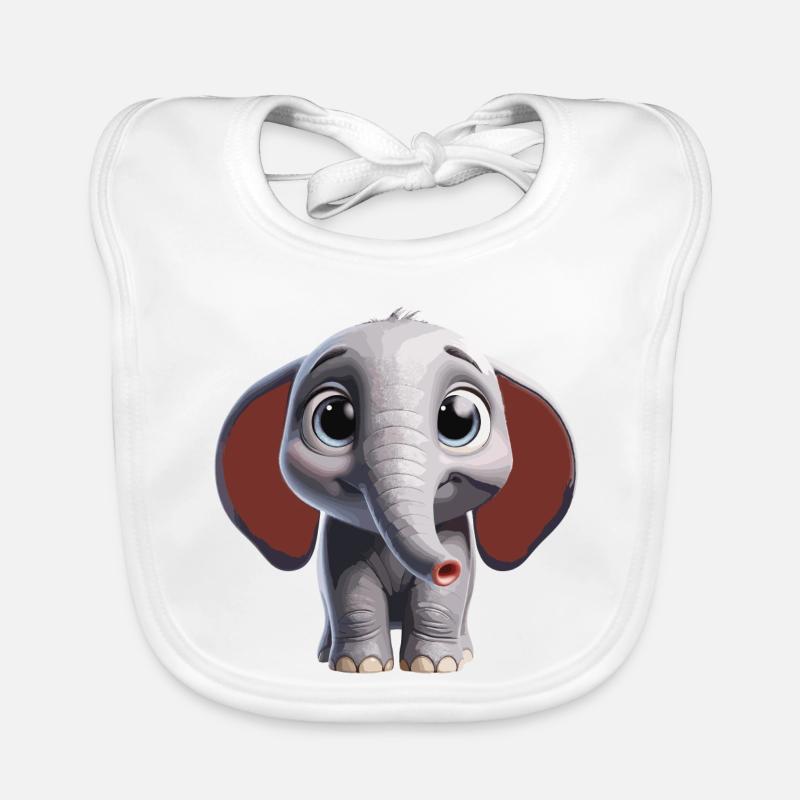 Cute Elephant Art Design Organic Baby Bibs