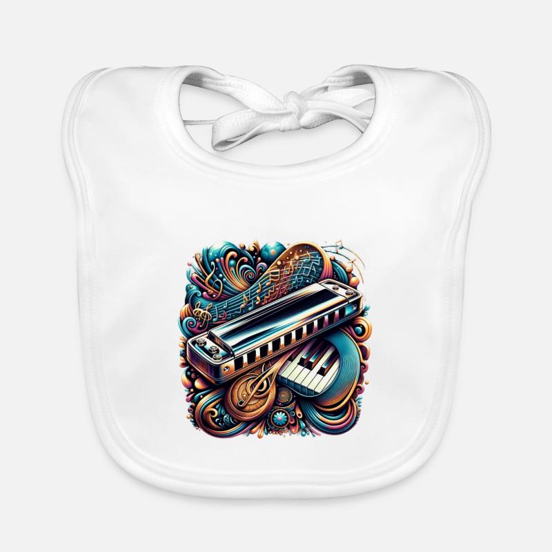 Harmonica abstract design Organic Baby Bibs